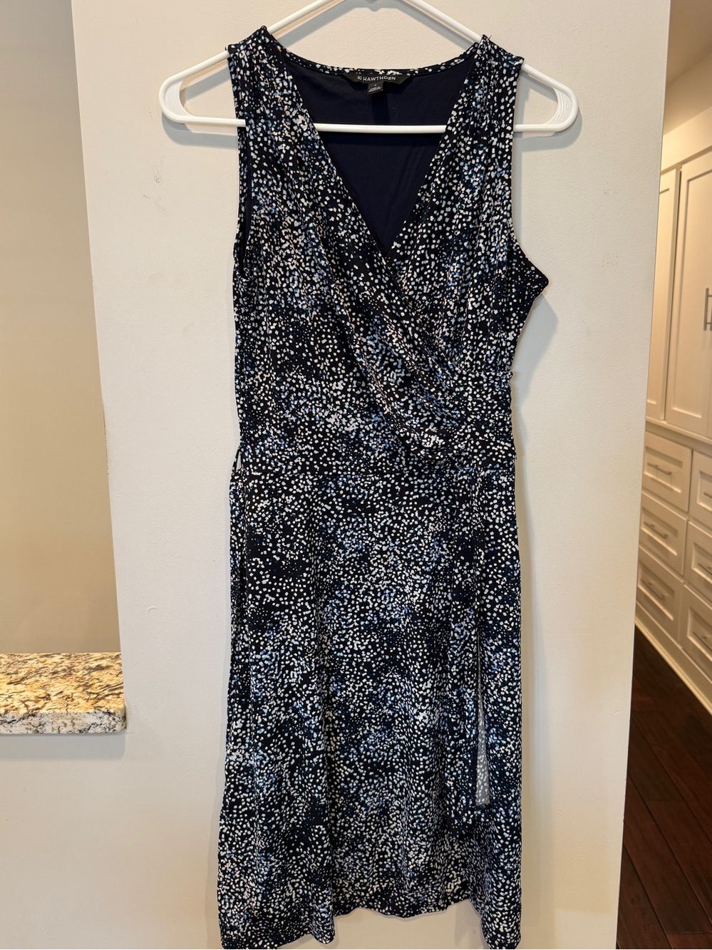 41 Hawthorn Navy and White Sleeveless Wrap-Style Dress